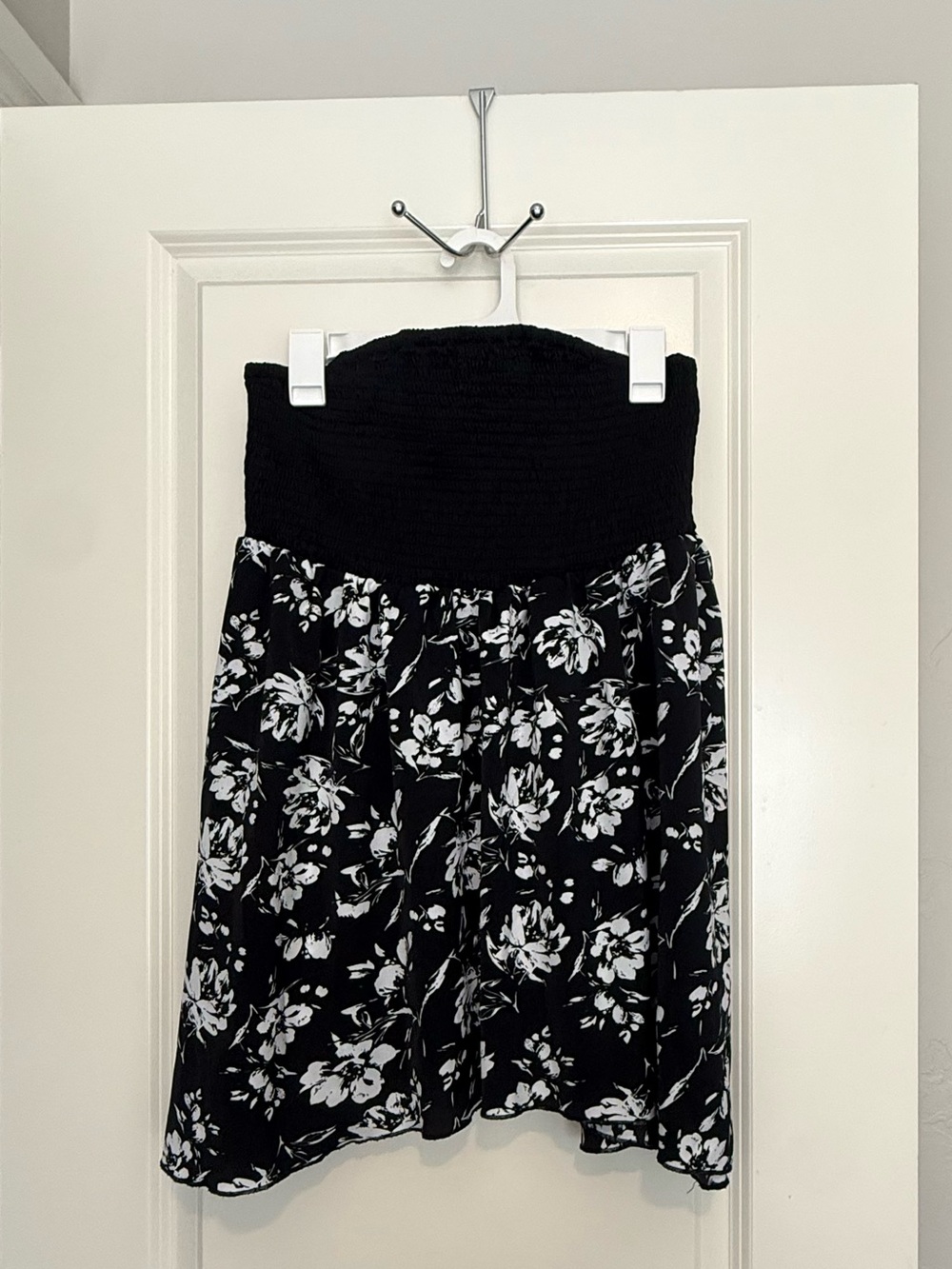 Black & White Floral Convertible 2-in-1 Tube Top / Mini Skirt XL